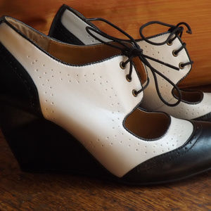 Crown Vintage Cream and Black Spectator wedges